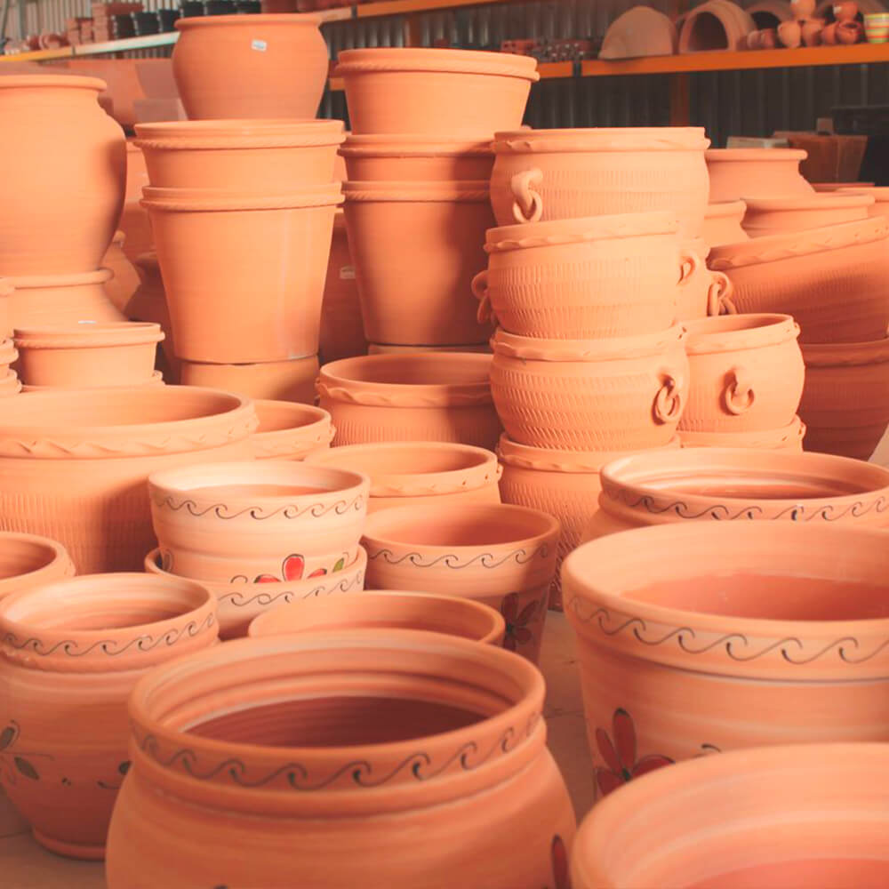 Macetas de barro en Tonalá, Jalisco